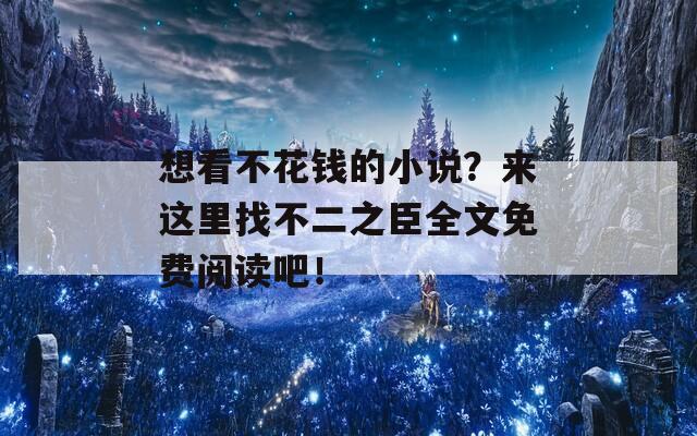 想看不花钱的小说？来这里找不二之臣全文免费阅读吧！